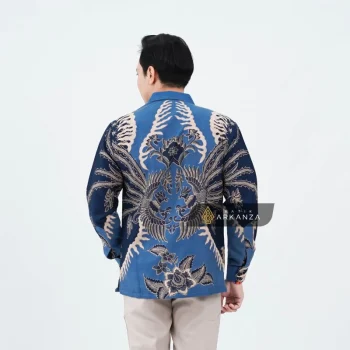 Kemeja Batik Dobby Slimfit Motif Cendrawasih Biru