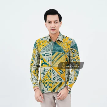 Kemeja Batik Dobby Slimfit Motif Sekarjati Kuning