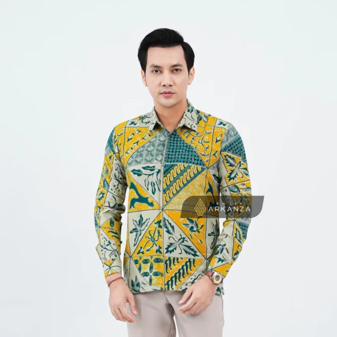 Kemeja Batik Dobby Slimfit Motif Sekarjati Kuning