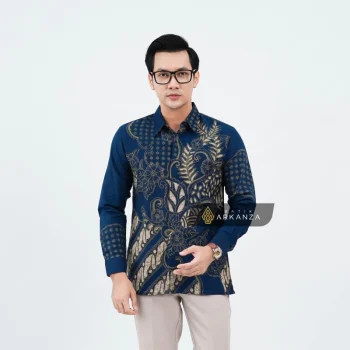 Kemeja Batik Dobby Slimfit Motif Sailendra Navy