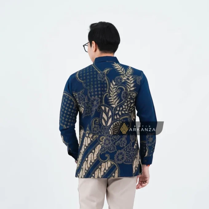 Kemeja Batik Dobby Slimfit Motif Sailendra Navy