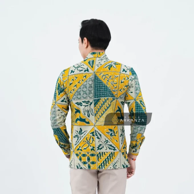 Kemeja Batik Dobby Slimfit Motif Sekarjati Kuning