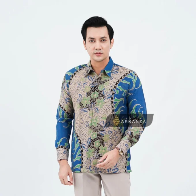 Kemeja Batik Dobby Slimfit Motif Sukma Biru