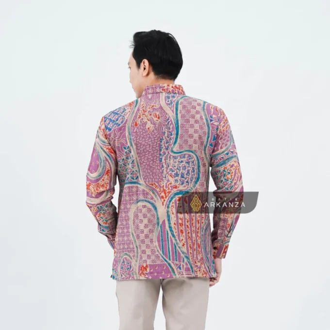 Kemeja Batik Dobby Slimfit Motif Puspa Pink