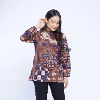 Blouse Batik Motif Wasa Navy