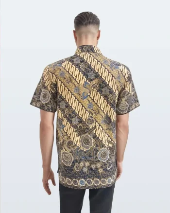 Kemeja Batik Lengan Pendek Parang Boket – Biru Orange