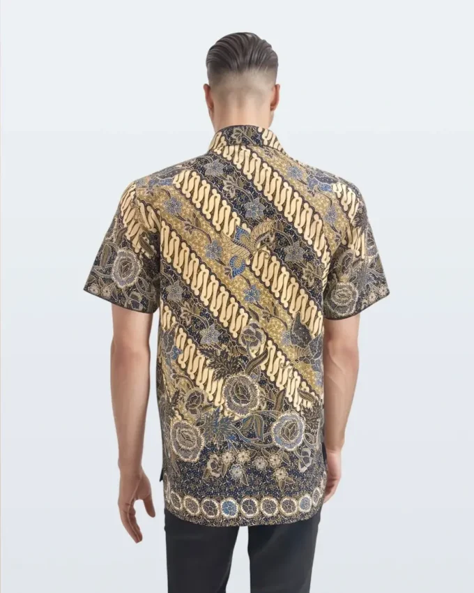 Kemeja Batik Lengan Pendek Parang Boket – Biru Orange