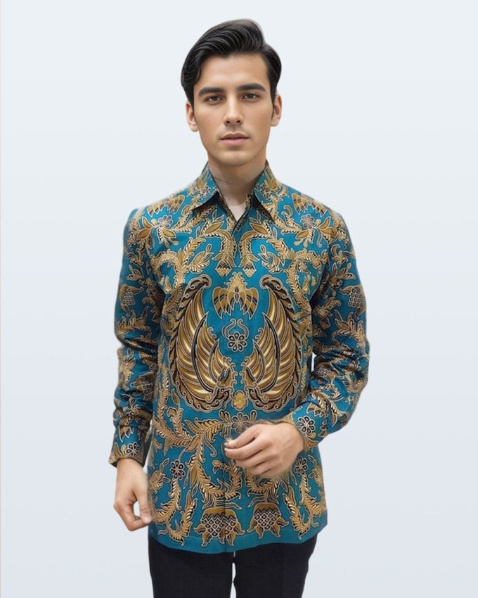 Kemeja Batik Lengan Panjang Gurdo Latar Rambat – Hijau