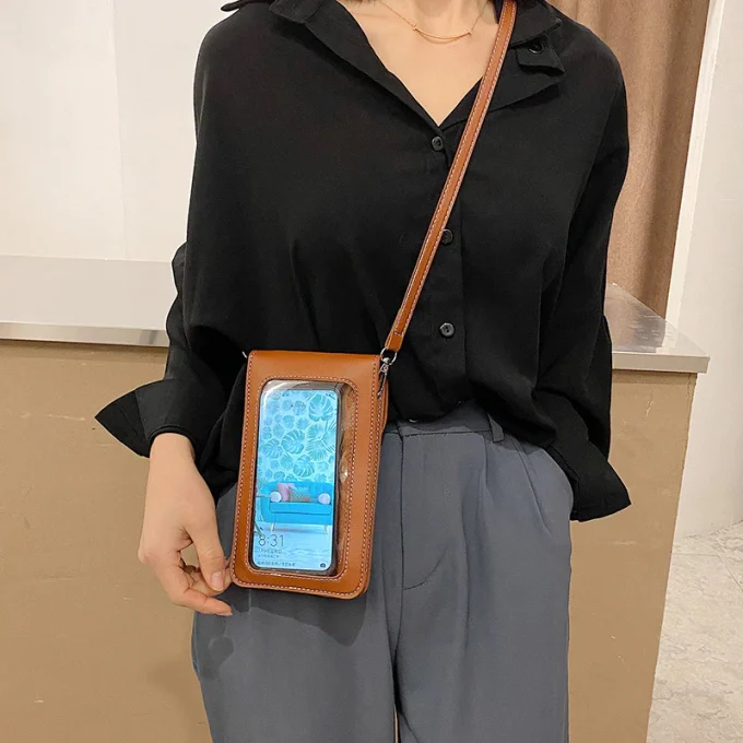 Tas Selempang Pocket Hp Touchscreen Kulit Sintetis Premium Model Import Korea Branded Lucu Kekinian Murah Terbaru SHUN