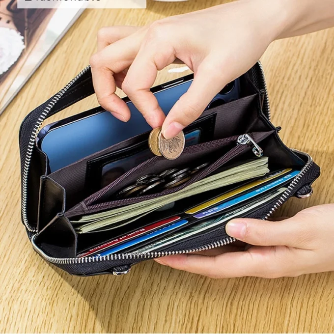 Tas Dompet Hp Wanita Selempang Modis Elegant Multifungsi Touchscreen
