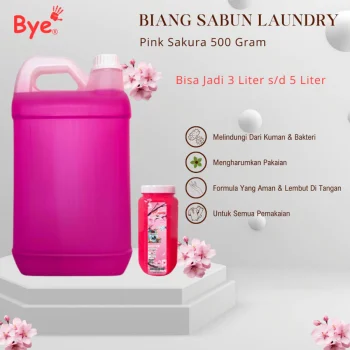 * Deskripsi Produk Biang Laundry ✔️Aroma : Pink Sakura ✔️Berat Bersih : 500 Gram ✔️Kemasan : Toples * Melindungi Pakaian Dari Kuman, Bakteri & Noda ✔️ Mengandung formula antibakteri yang telah teruji dapat membunuh kuman dan bakteri pada pakaian.Mampu mengangkat noda membandel pada pakaian putih dan berwarna. * Mengharumkan Pakaian ✔️ Aromanya meninggalkan wangi segar yang tahan lama setelah dicuci. * Formula Yang Aman & Lembut Di Tangan ✔️ Formulanya yang lembut dan tidak panas di kulit membuat mencuci dengan tangan menjadi lebih nyaman. * Satu Detergen Untuk Semua Pemakaian ✔️ Dapat digunakan untuk mencuci berbagai macam kain dengan mesin cuci maupun tangan. * Perhatian : ✔️ Detergent menghasilkan medium foam, bisa digunakan untuk mesin cuci front load maupun top load. ✔️ Deterjen untuk pakaian dewasa, tidak dianjurkan untuk pakaian bayi. * ATURAN PAKAI : BIANG 500 Gram ✔️ Siapkan wadah , pengaduk dan air 3 Liter(Premium) / 3.5 Liter (Bagus) / 4 Liter (Normal) / 5 Liter (Kurang). ✔️ Tuang biang ke dalam wadah. ✔️ Tuang air ke dalam wadah yang sudah ada biang nya 800-1000ml. ✔️ Aduk biang dan air secara merata. ✔️ Lakukan berulang sampai air masuk sesuai yang di butuhkan. ✔️ Setelah Benar2 tercampur rata diamkan 3-6 Jam. #biangsabun , #biangsabuncucipakaian , #biangsabunlaundry , #biangkonsentrat