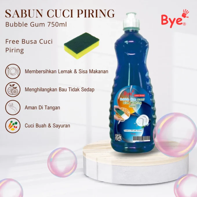 Sabun Cuci Piring 750ml Aroma Bubble Gum Bersih Kesat Angkat Lemak Membandel