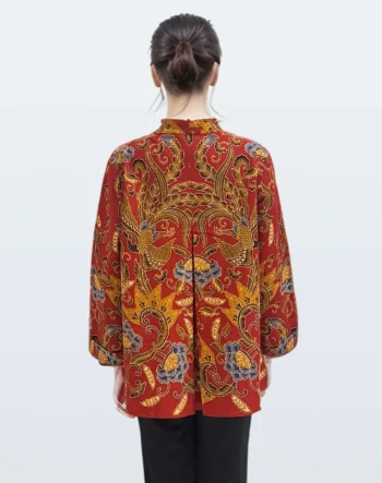 Blouse Batik Lengan Panjang Kukilo Puspa Raya – Merah