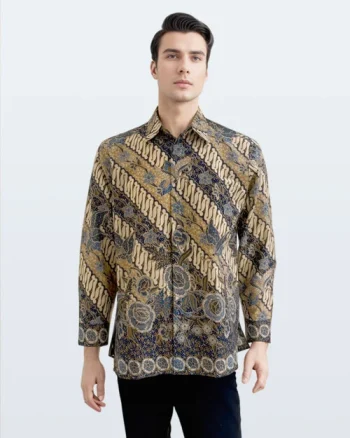 Kemeja Batik Lengan Panjang Parang Boket – Biru Orange