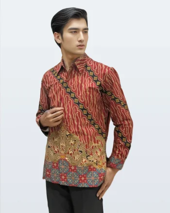 Kemeja Batik Lengan Panjang Parang Sembagi Merah