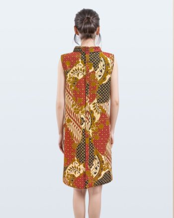 Dress Batik Danar Hadi Tambal Sri Wedari Kerah Lingkar Bulat – Merah