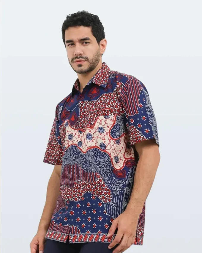 Days – Kemeja Batik Lengan Pendek Sekar Jagat Modern Merah