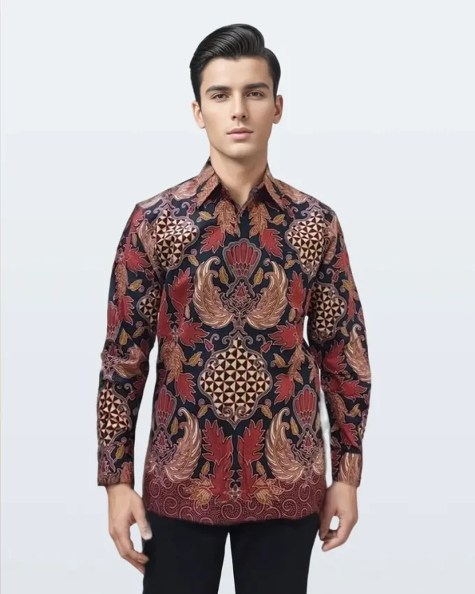 Kemeja Batik Lengan Panjang Lar Slobok Modern – Hitam