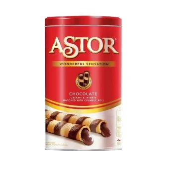 ASTOR WAFER STICK DOUBLE COKLAT TIN 330 GR KUE/ROTI KALENG