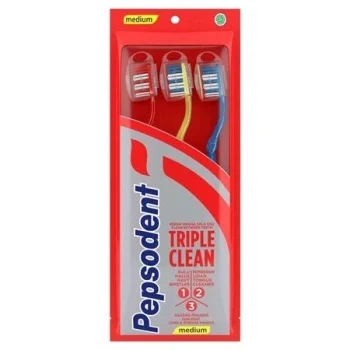 PEPSODENT SIKAT GIGI TRIPLE CLEAN 3PCS MEDIUM