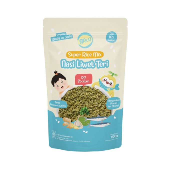 Grouu Super Rice Mix 200 g Nasi Liwet Teri 6 BULAN KEATAS MPASI BB Booster Bisa 10x Makan Praktis! Ready to Cook! Mengandung Vitamin dan Mineral Tanpa Pengawet dan MSG