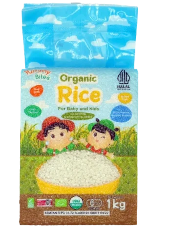 Yummy Bites 1kg Beras Organik untuk Bayi dan Anak Tanpa Pewarna Non GMO Tekstur Lembut 100% Natural