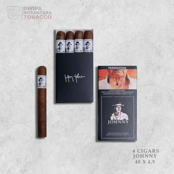 Cigar/Cerutu JOHNNY HALF CORONA 53 Pack (1 Pack isi 4 Batang) Dwipa Nusantara Tobacco - Gambar 2