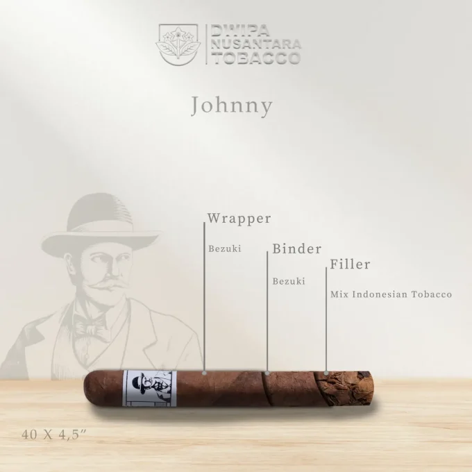 Cigar/Cerutu JOHNNY HALF CORONA 53 Pack (1 Pack isi 4 Batang) Dwipa Nusantara Tobacco - Gambar 3