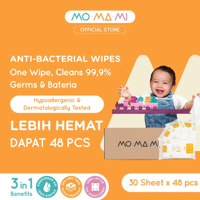 Momami Wet Tissue Bundle Carton 24 & 48 Pcs - Tissue Basah Pembersih untuk Anak - Bundle Wipes - Gambar 3